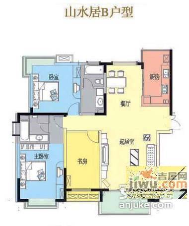 钟山花园城山水居3室2厅2卫户型图