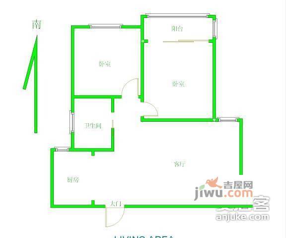 钟山花园城山水居2室2厅1卫95㎡户型图