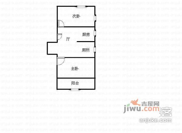 扇骨营2室1厅1卫70㎡户型图