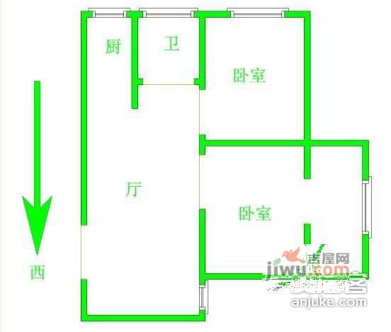 凤凰花园城2室2厅1卫81㎡户型图