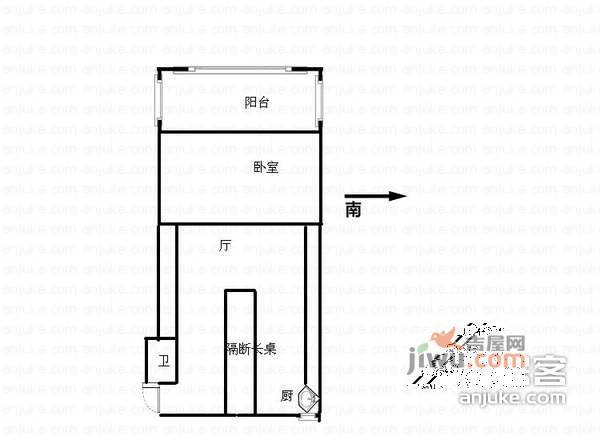 尖角营1室1厅1卫40㎡户型图