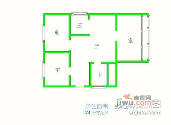 尖角营3室1厅1卫户型图