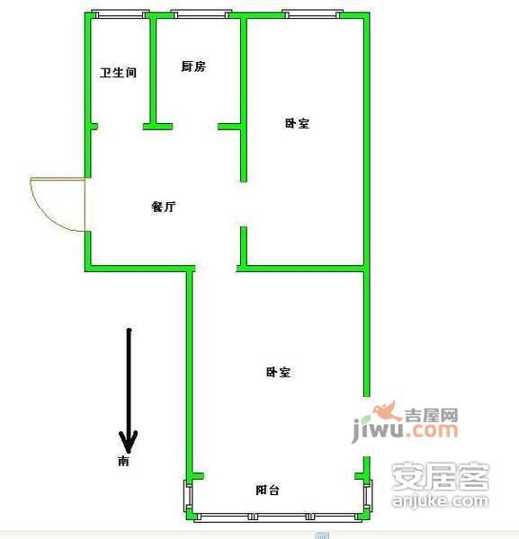 琥珀巷小区2室1厅1卫72㎡户型图