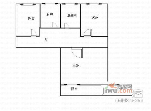 凤凰新村3室1厅1卫63㎡户型图