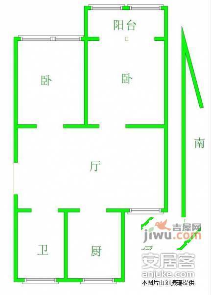 上海路小区2室1厅1卫63㎡户型图