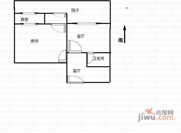 上海路小区1室1厅1卫47㎡户型图