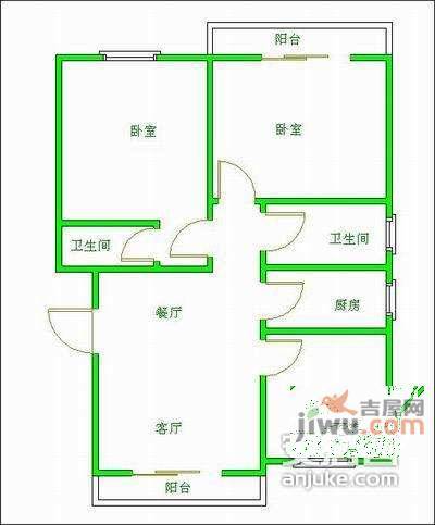 仁恒翠竹园3室2厅1卫156㎡户型图