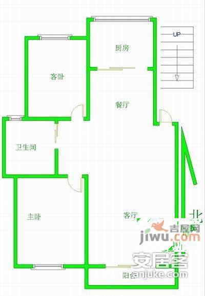 仁恒翠竹园2室2厅1卫90㎡户型图