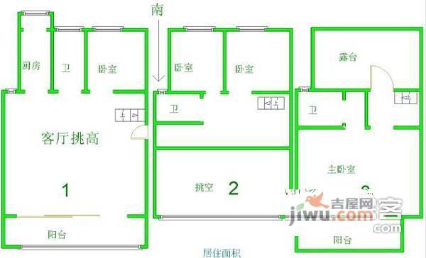 仁恒翠竹园5室2厅2卫258㎡户型图