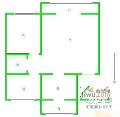 建邺村2室1厅1卫75㎡户型图