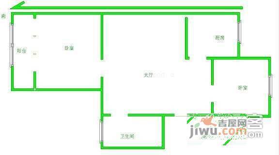 卫岗小区2室1厅1卫67㎡户型图