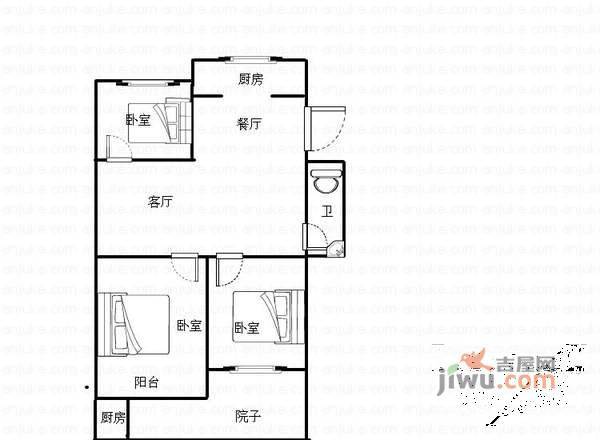 浦东村3室2厅1卫69㎡户型图