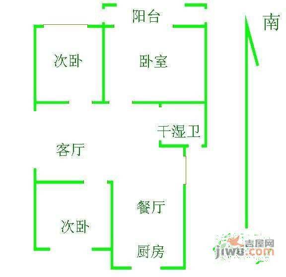 复成里小区3室2厅1卫100㎡户型图