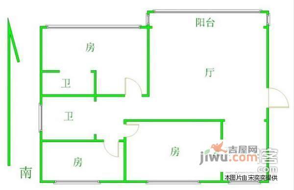 金虹花园3室2厅2卫120㎡户型图