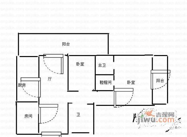 百合果园3室2厅2卫132㎡户型图