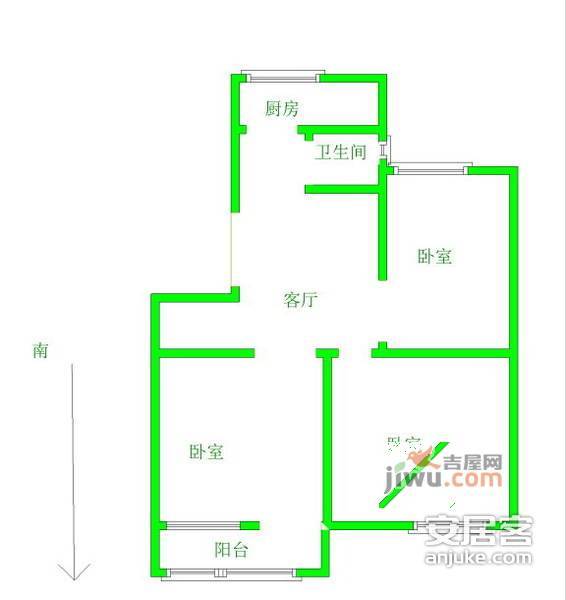 百合果园3室2厅2卫132㎡户型图