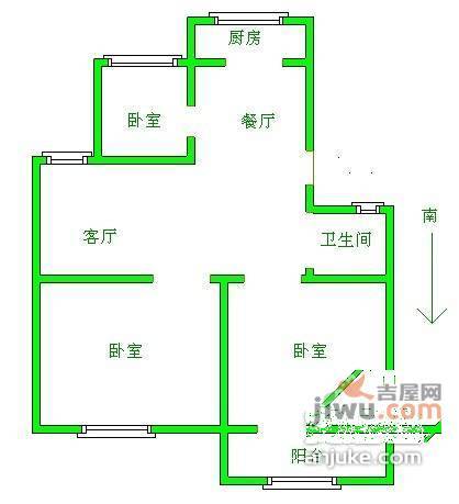 山潘村3室1厅1卫79㎡户型图