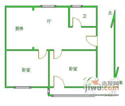 山潘村2室1厅1卫56㎡户型图