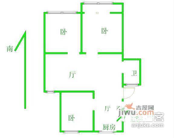 花雨南庭3室1厅1卫户型图