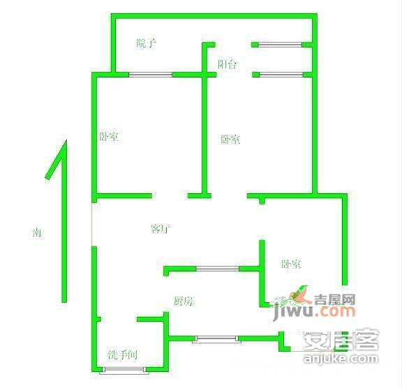 外贸公寓2室1厅1卫81㎡户型图