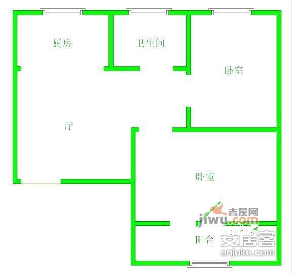 东方城启明园2室1厅1卫76㎡户型图