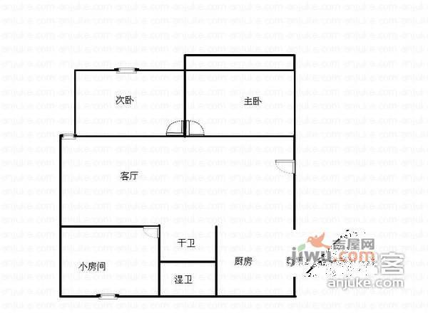 龙苑新寓3室2厅1卫户型图