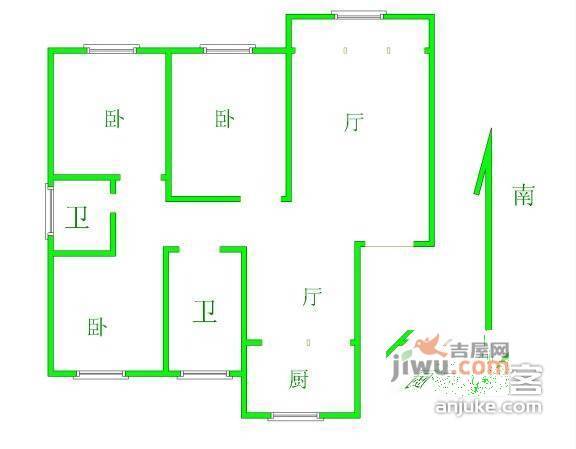 凯悦天琴花园3室2厅2卫145㎡户型图