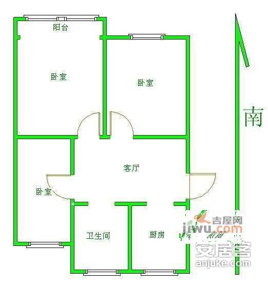 天津新村3室1厅1卫85㎡户型图