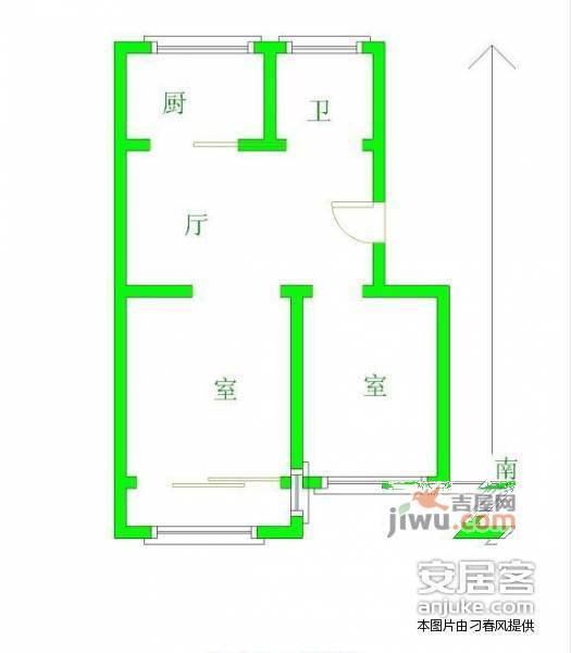 天津新村2室1厅1卫61㎡户型图