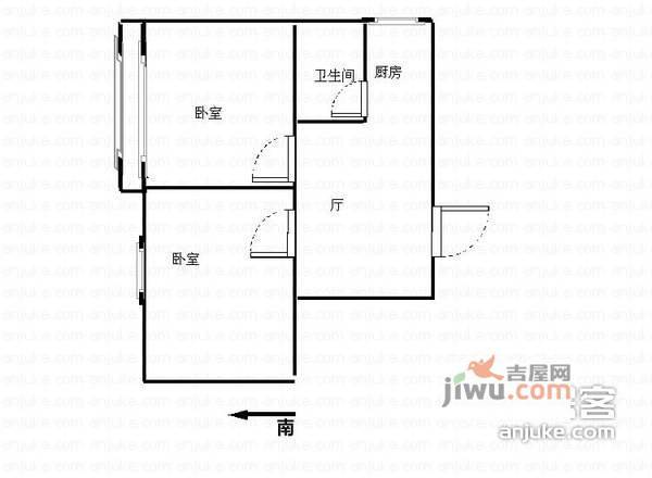 演武新村2室1厅1卫54㎡户型图