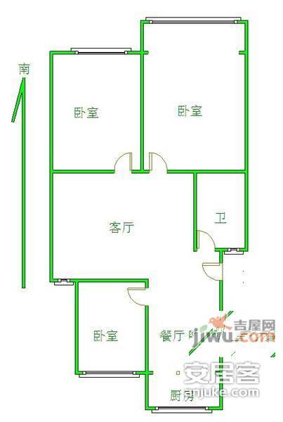 天顺苑3室2厅1卫96㎡户型图