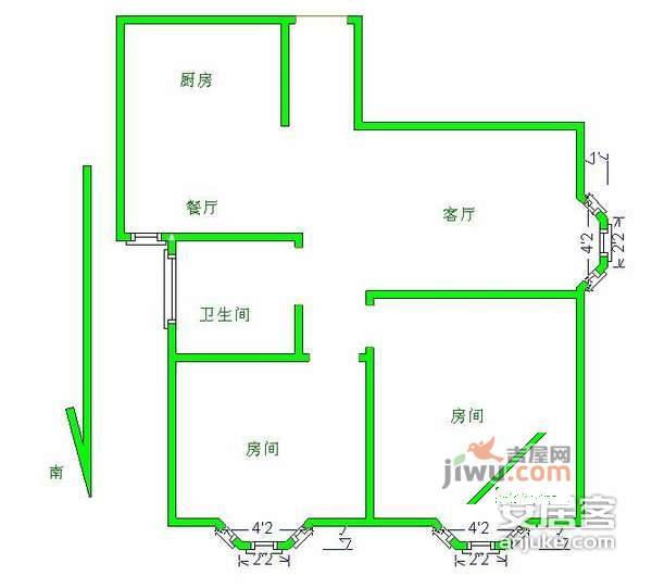 天顺苑3室2厅1卫96㎡户型图