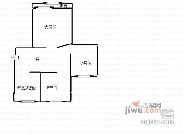 居安里2室1厅1卫65㎡户型图