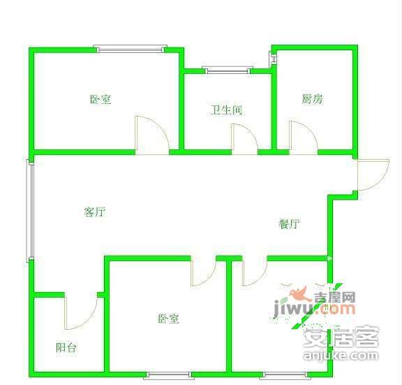 金棕榈小区3室2厅1卫128㎡户型图