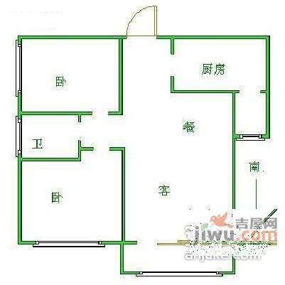 金棕榈小区2室1厅1卫82㎡户型图