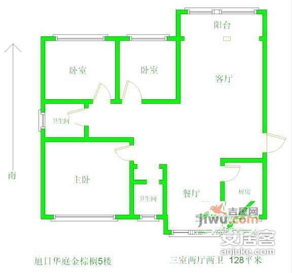 金棕榈小区3室1厅1卫户型图