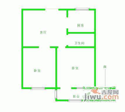 雅典花园2室1厅1卫户型图