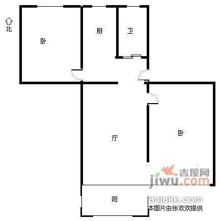 蓝旗新村3室1厅1卫65㎡户型图