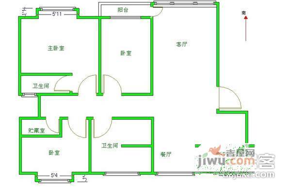 阳光之旅3室2厅2卫147㎡户型图