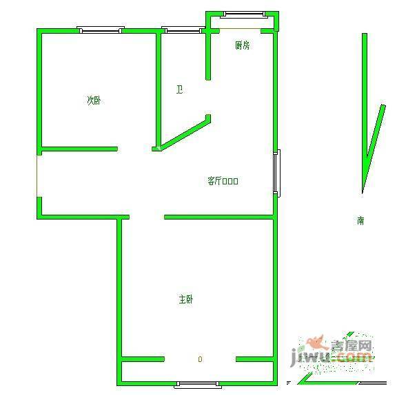 宁海路小区2室1厅1卫67㎡户型图