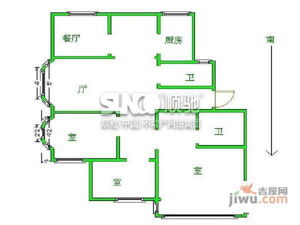 西城映像3室2厅2卫132㎡户型图