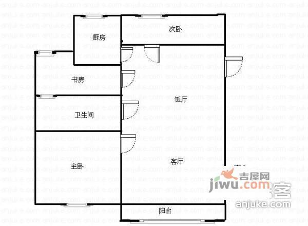 西城映像3室2厅1卫124㎡户型图