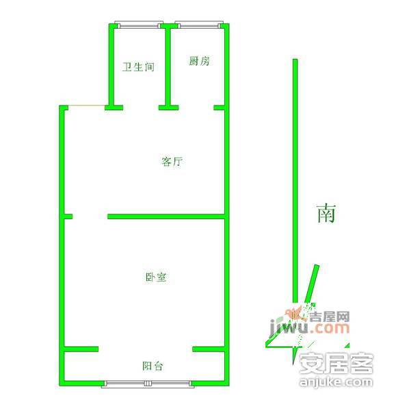 兆园1室1厅1卫40㎡户型图