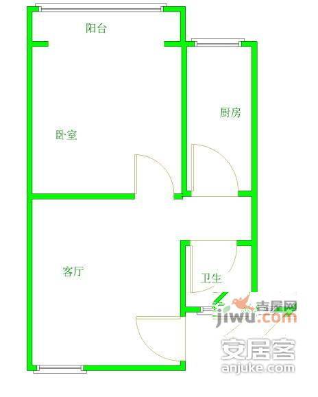 兆园1室1厅1卫40㎡户型图