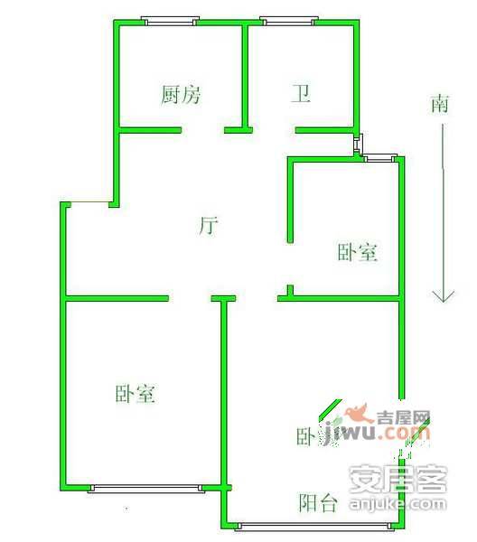 兆园3室1厅1卫85㎡户型图