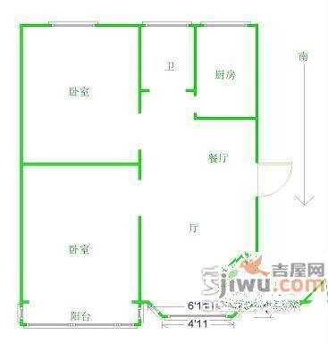 御河苑2室2厅1卫102㎡户型图