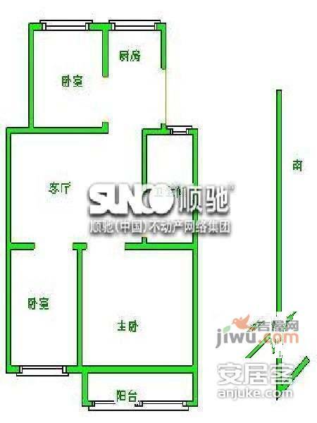 御河苑3室2厅1卫102㎡户型图