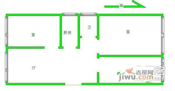 花开园小区3室1厅1卫94㎡户型图