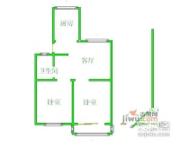 花开园小区2室2厅1卫65㎡户型图