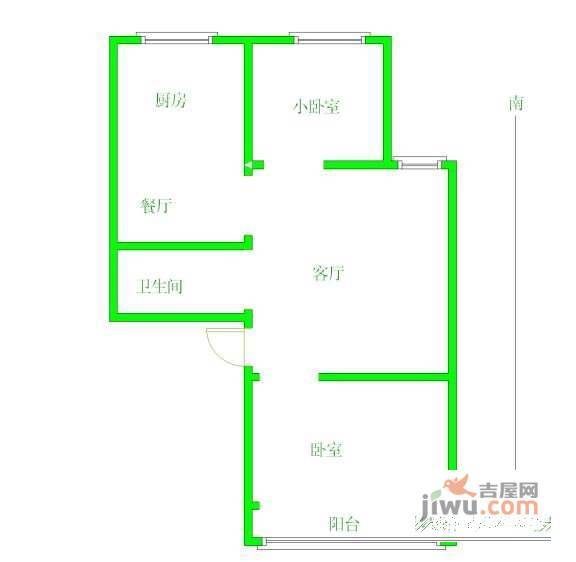 中和桥5号小区2室1厅1卫70㎡户型图